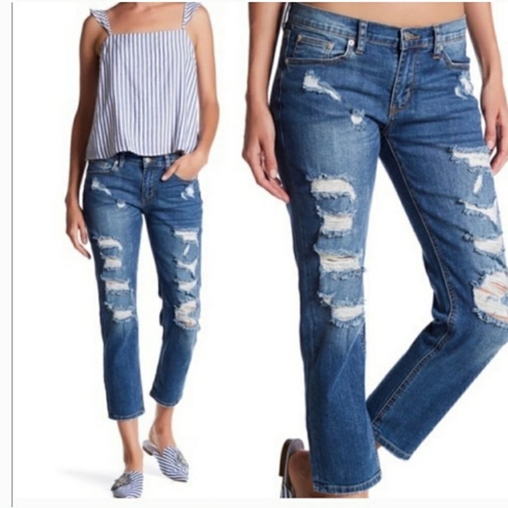 Just USA Distressed cropped Boyfriend jeans